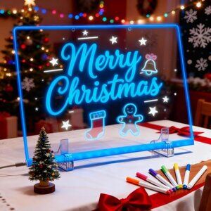 Rechargeable LED Acrylic Dry Erase Board Doodle Glow Board Colors-Light